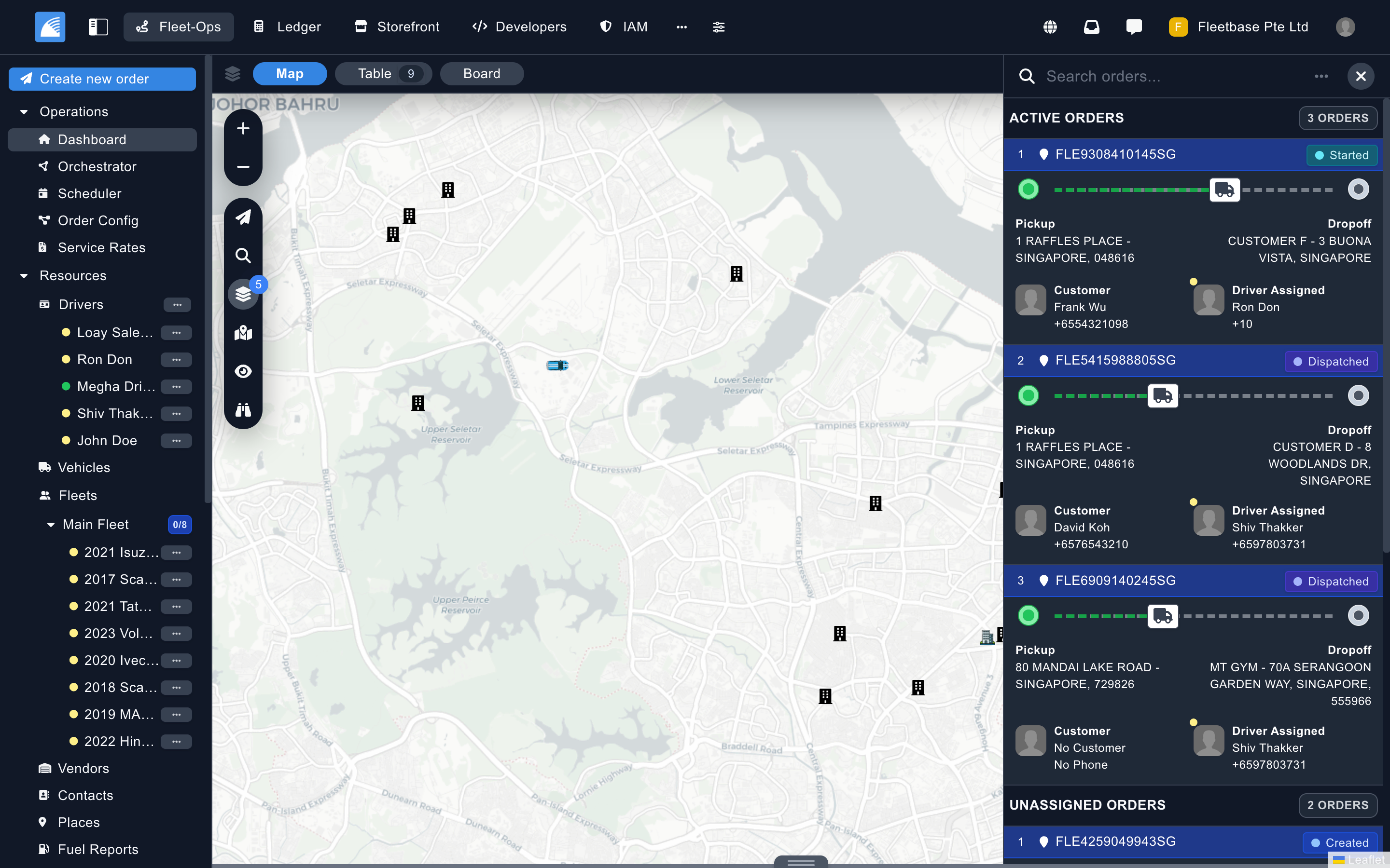Fleetbase customer success view — order detail, live tracking, and POD retrieval
