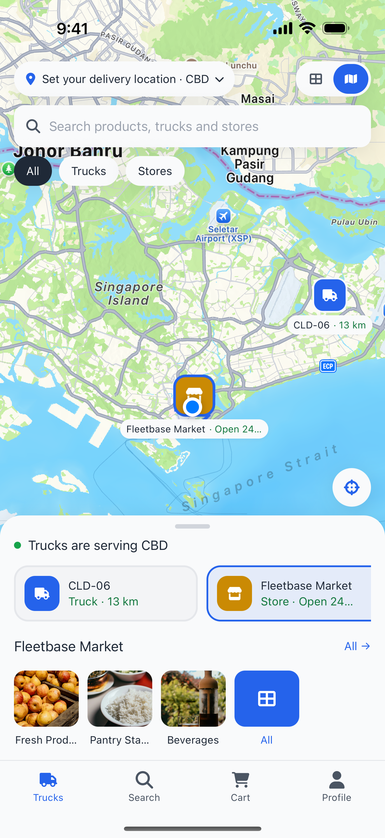 Trucks map in the light appearance