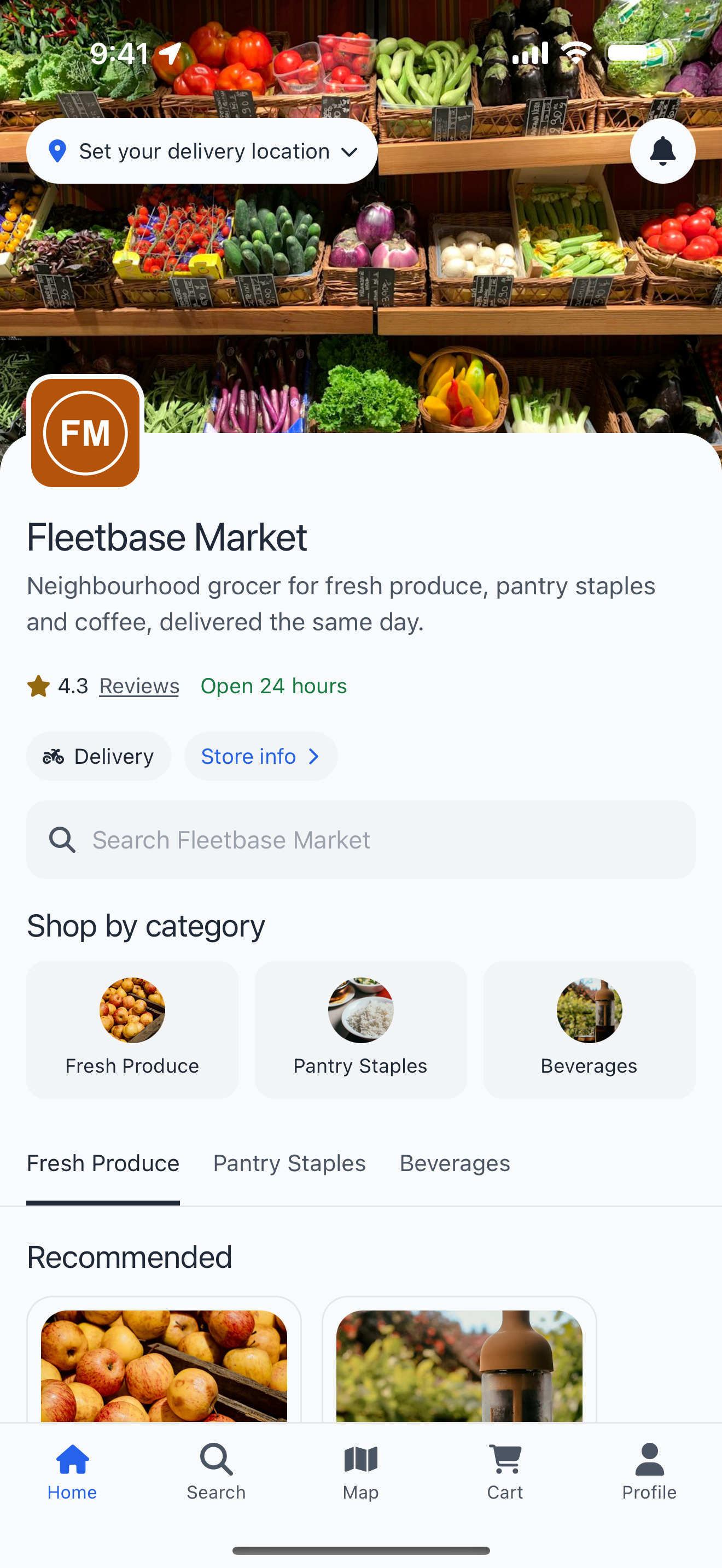 Store page in the light appearance